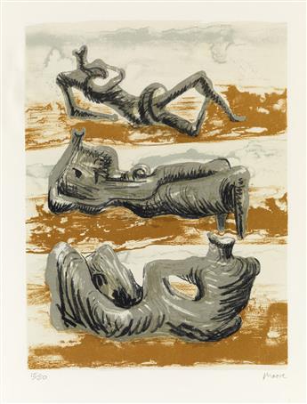 HENRY MOORE Three color lithographs.